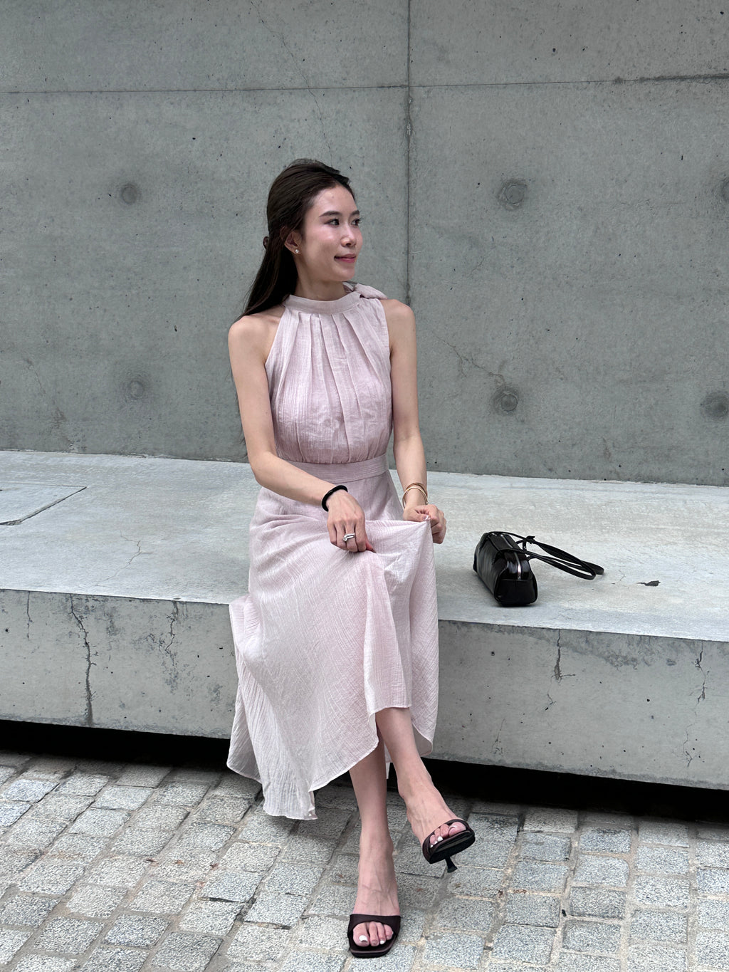 Holiday Tied Neck Maxi Dress