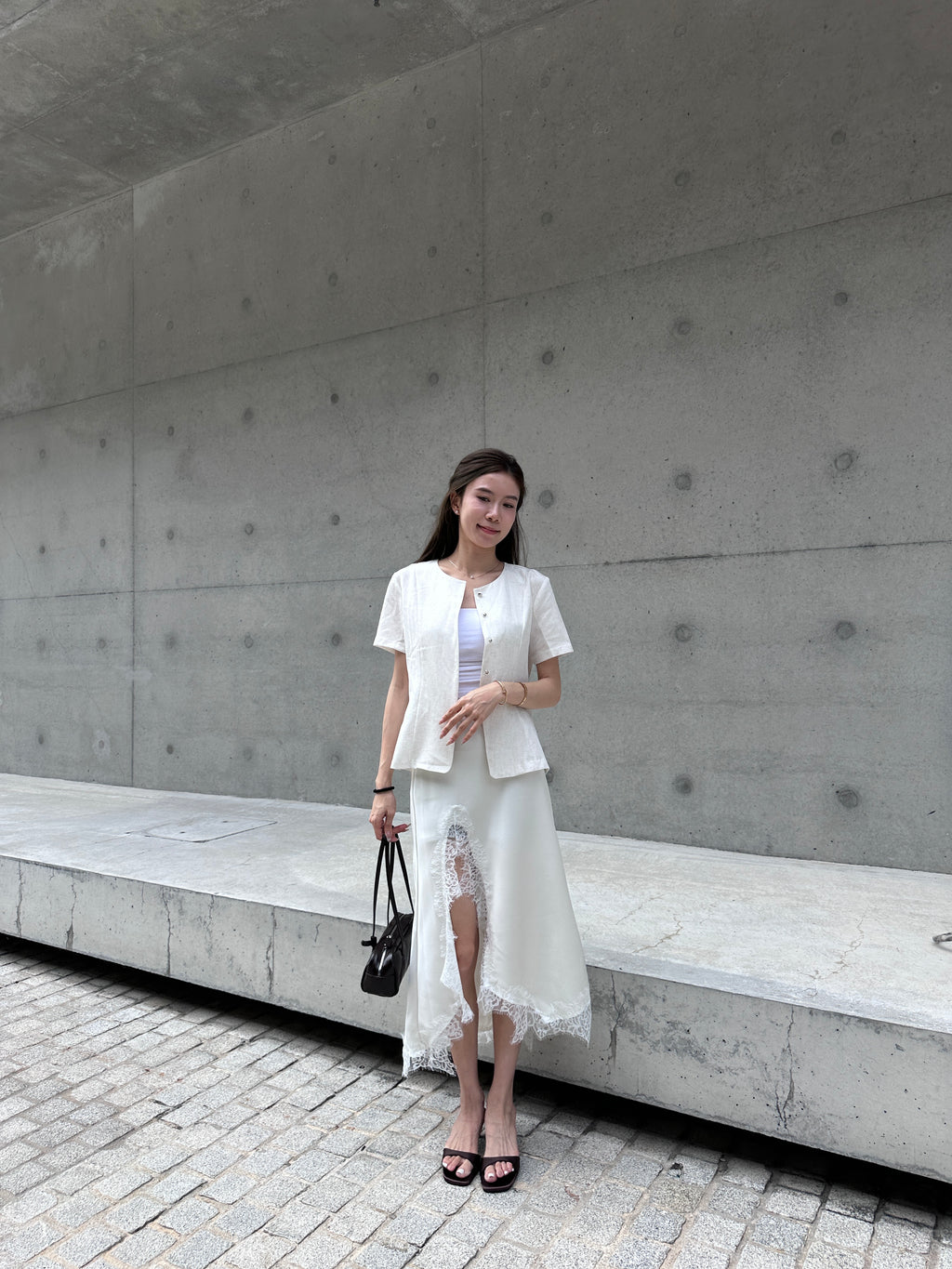 Silky Slit Cut Lace Maxi Skirt