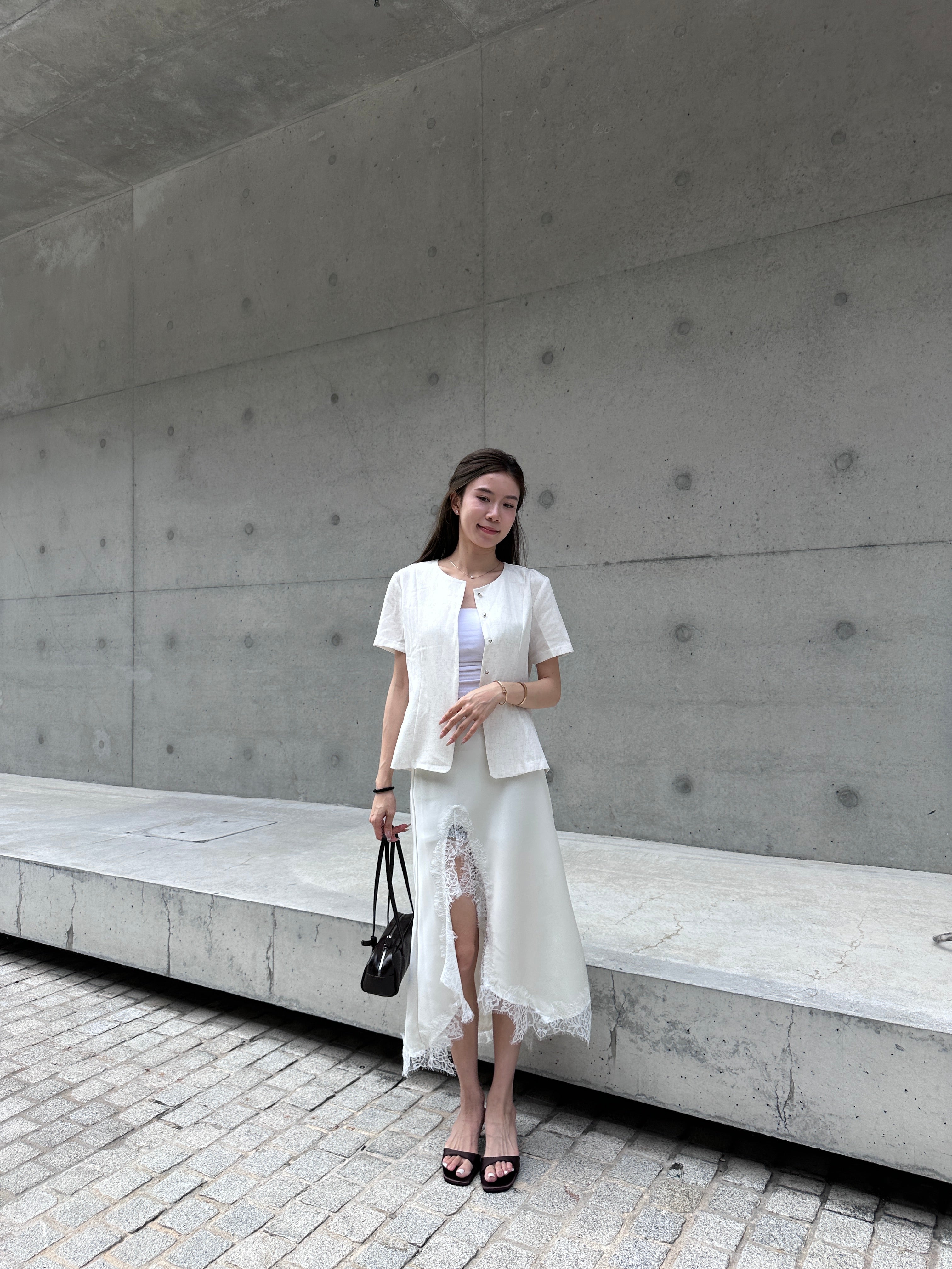 Silky Slit Cut Lace Maxi Skirt