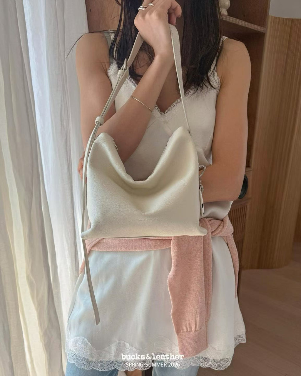 Real Leather Office Zipped Bag 小號 （荔枝皮）