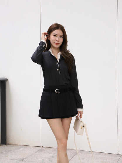 White Layered Long Sleeves Top