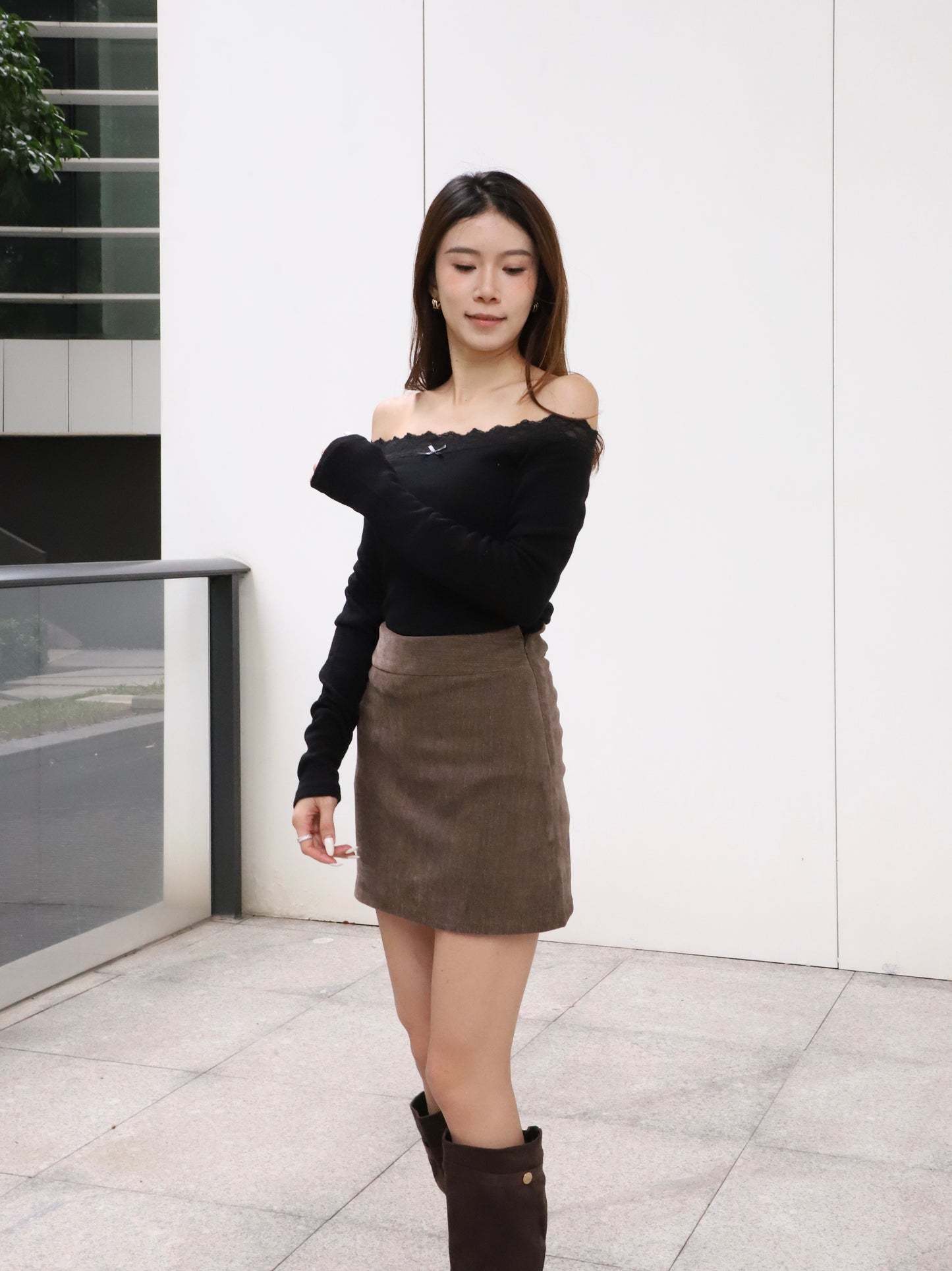 Lace Mix Off Shoulder Top