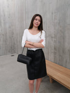 Leather Mid Length Skirt