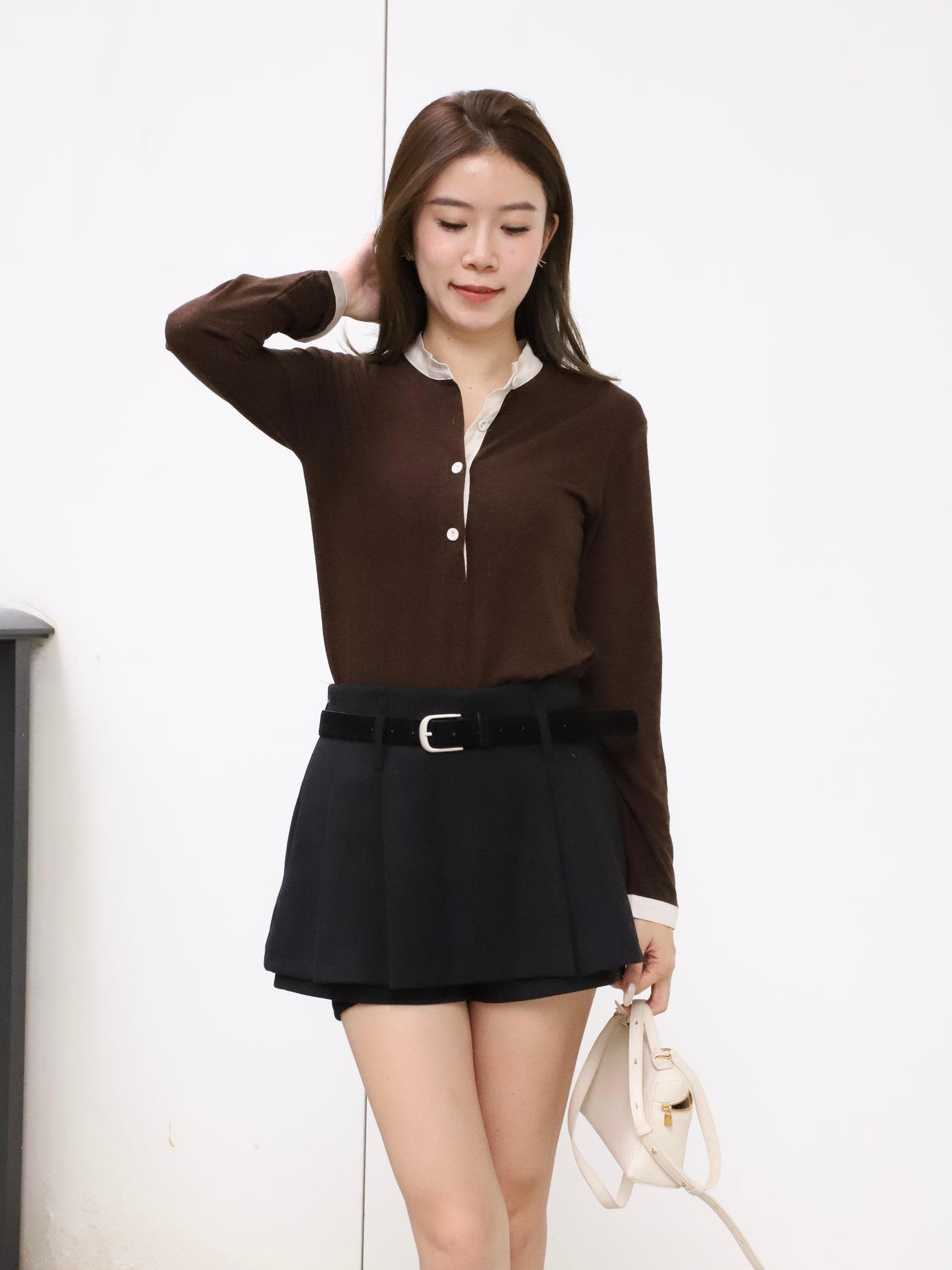 White Layered Long Sleeves Top