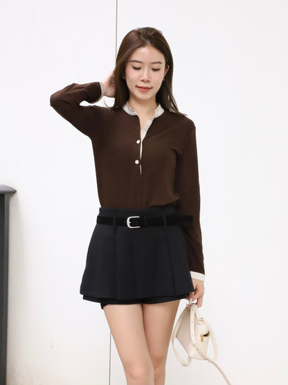 White Layered Long Sleeves Top