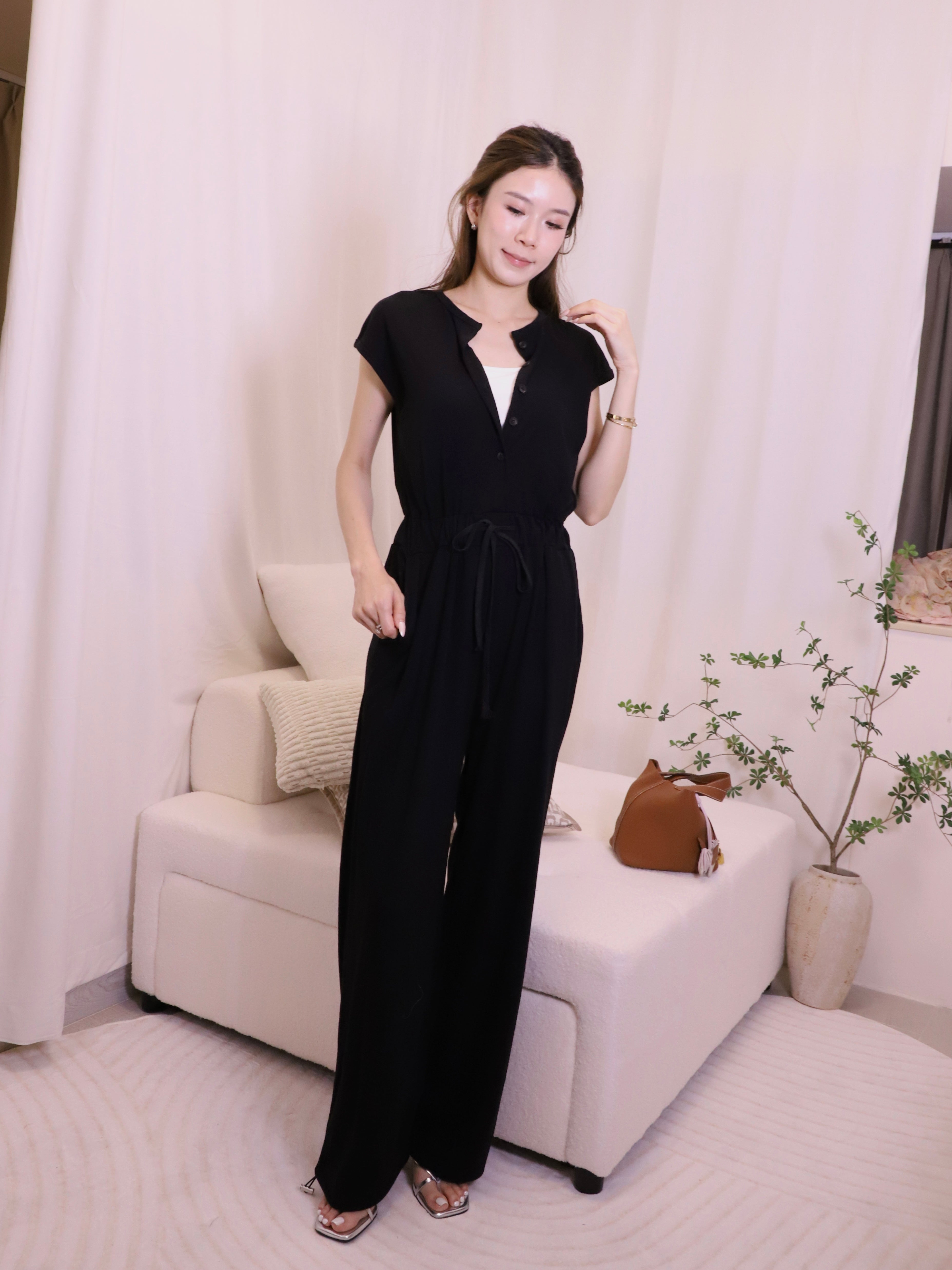 Cotton Button Up Jumpsuit
