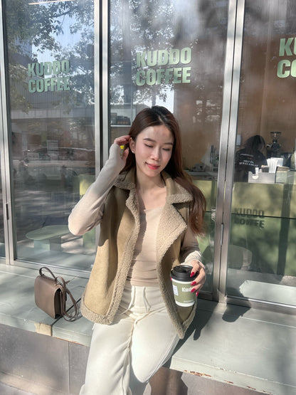 Suede Fluffy Vest