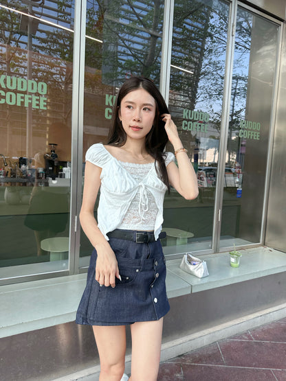 Lace Inside Tied T Top