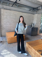 Cotton Button Flare Pants