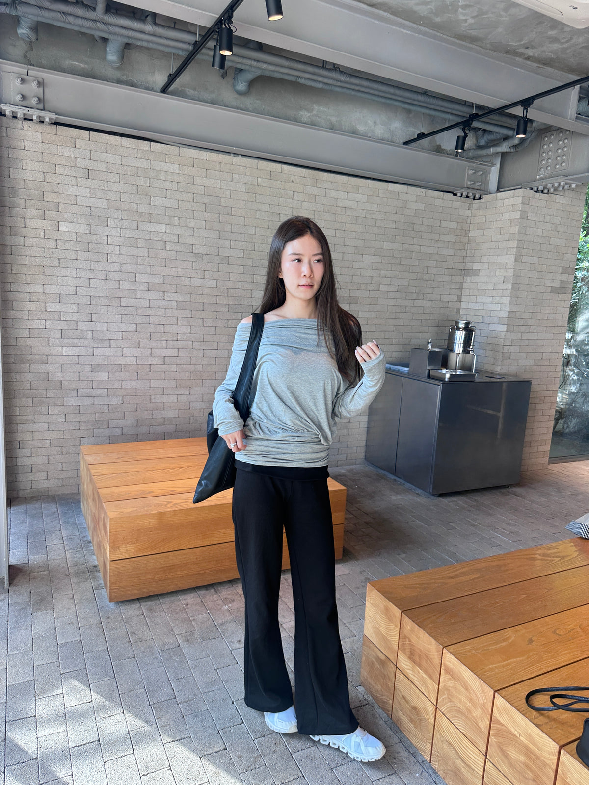 Cotton Button Flare Pants