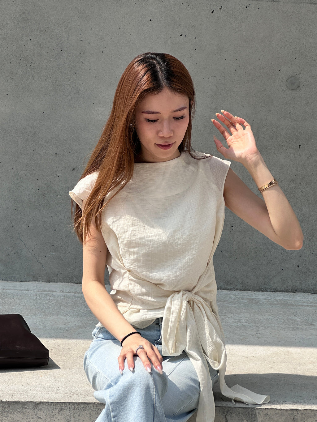 Chiffon Cross Waist T Top