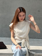 Chiffon Cross Waist T Top