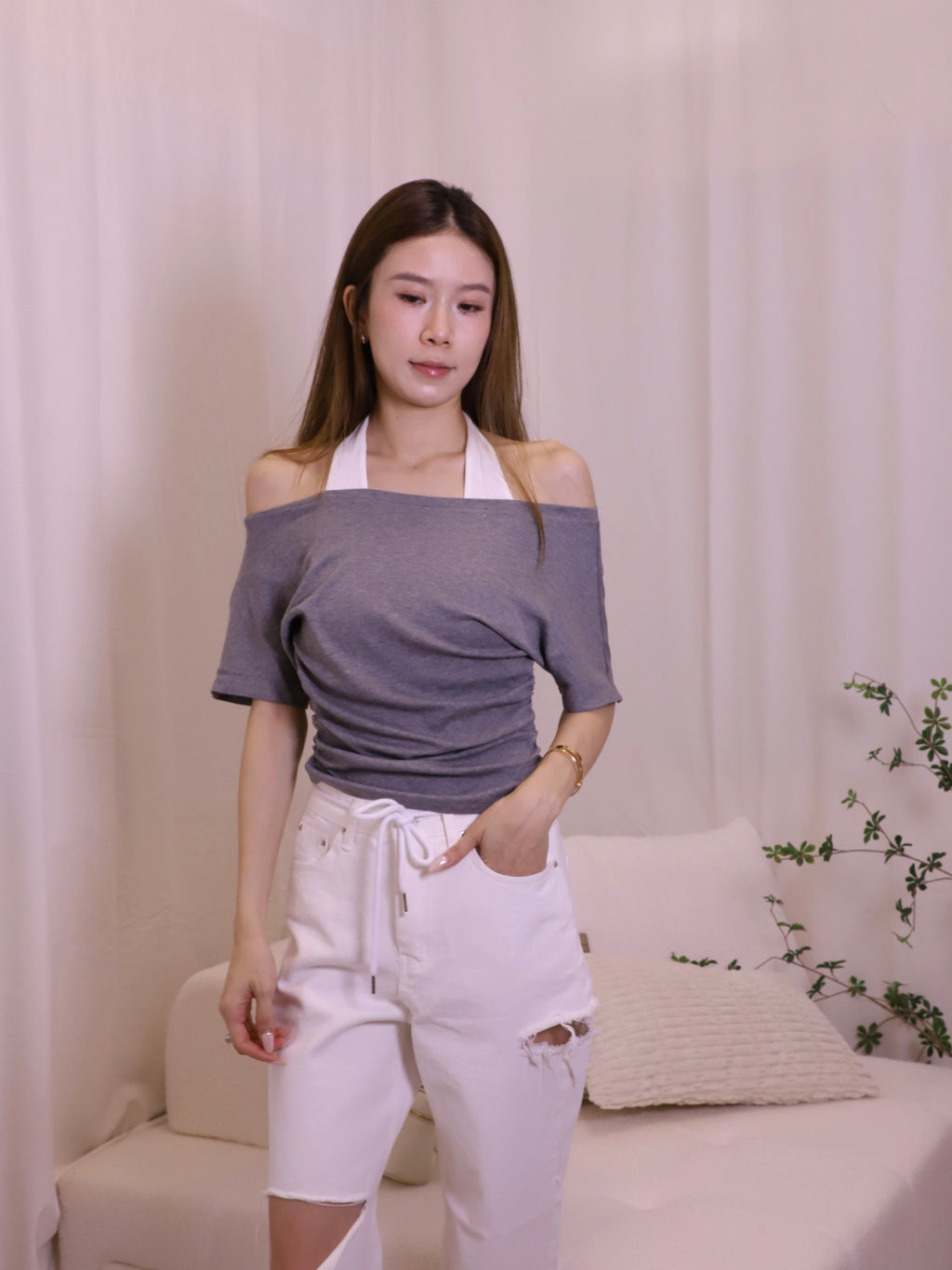 Cross Neck Doubled Base T Top