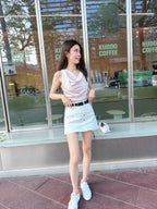 Button Skirt Short with Belt