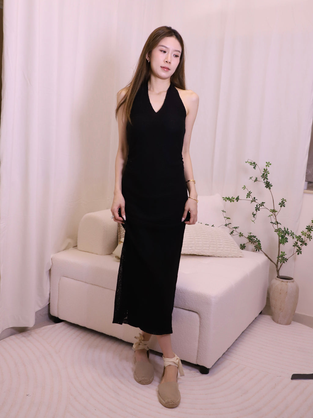 Summer Cross Neck Maxi Dress with pads