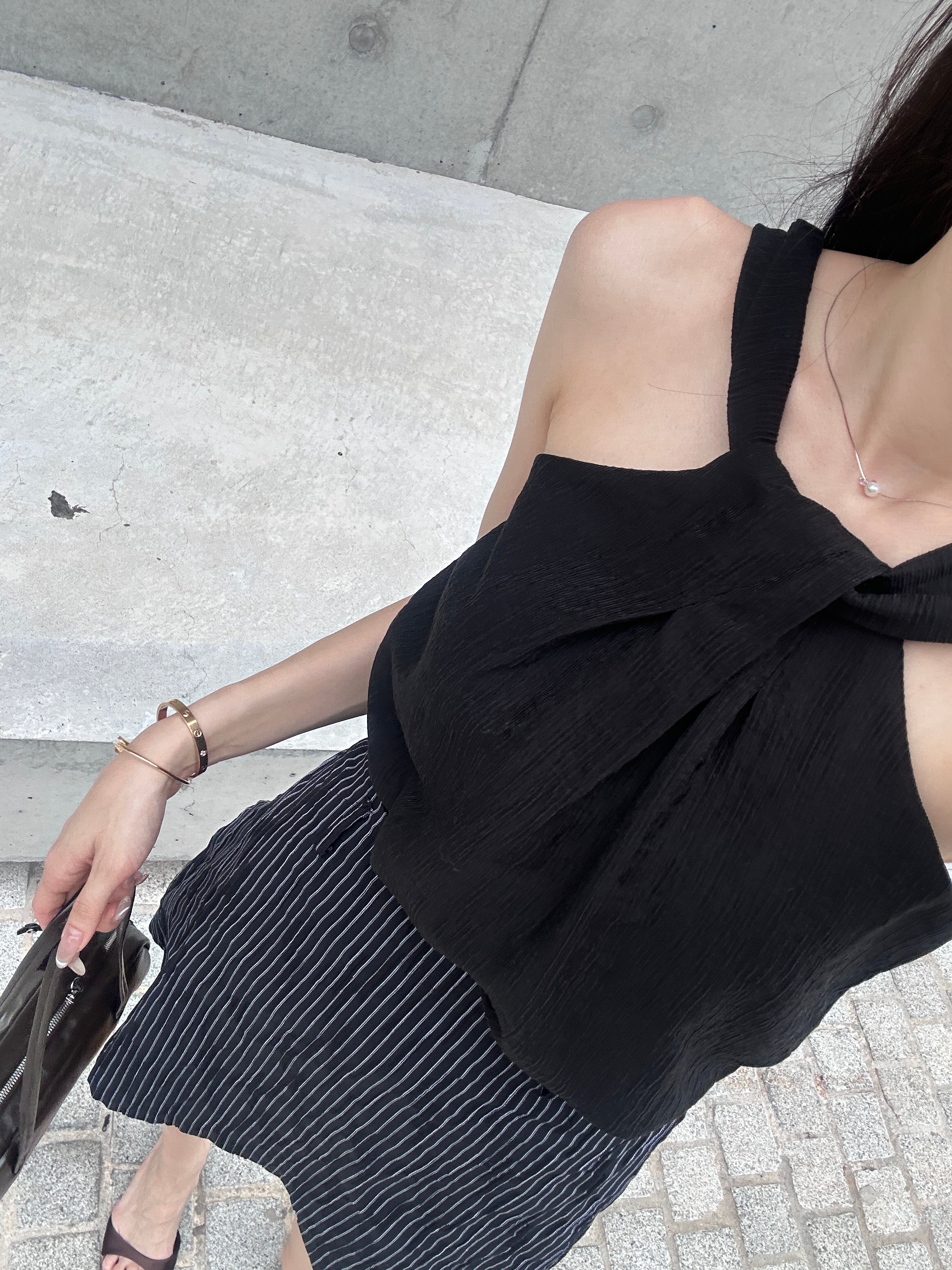 Cross Neck Chiffon Tank Top