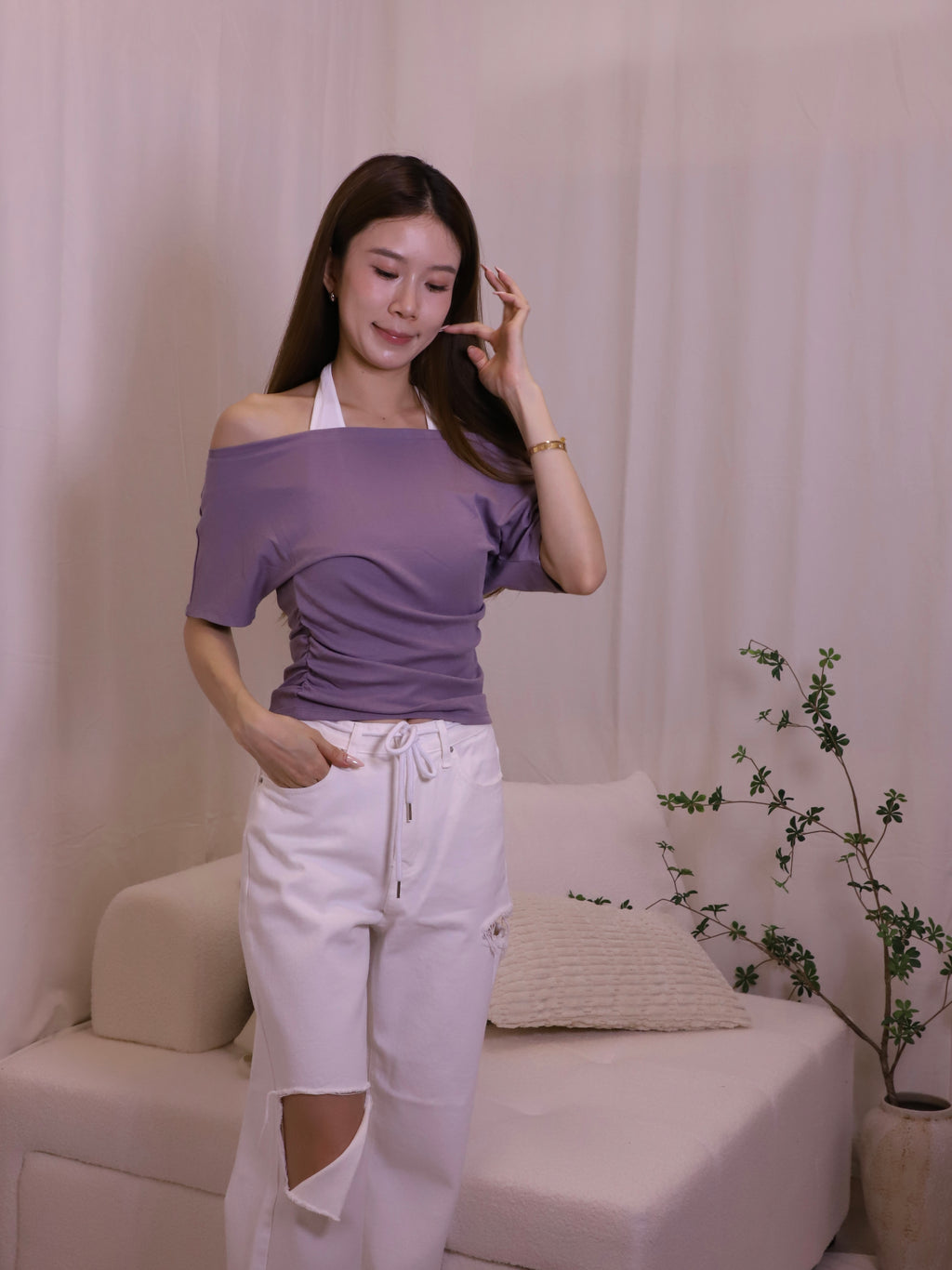 Cross Neck Doubled Base T Top