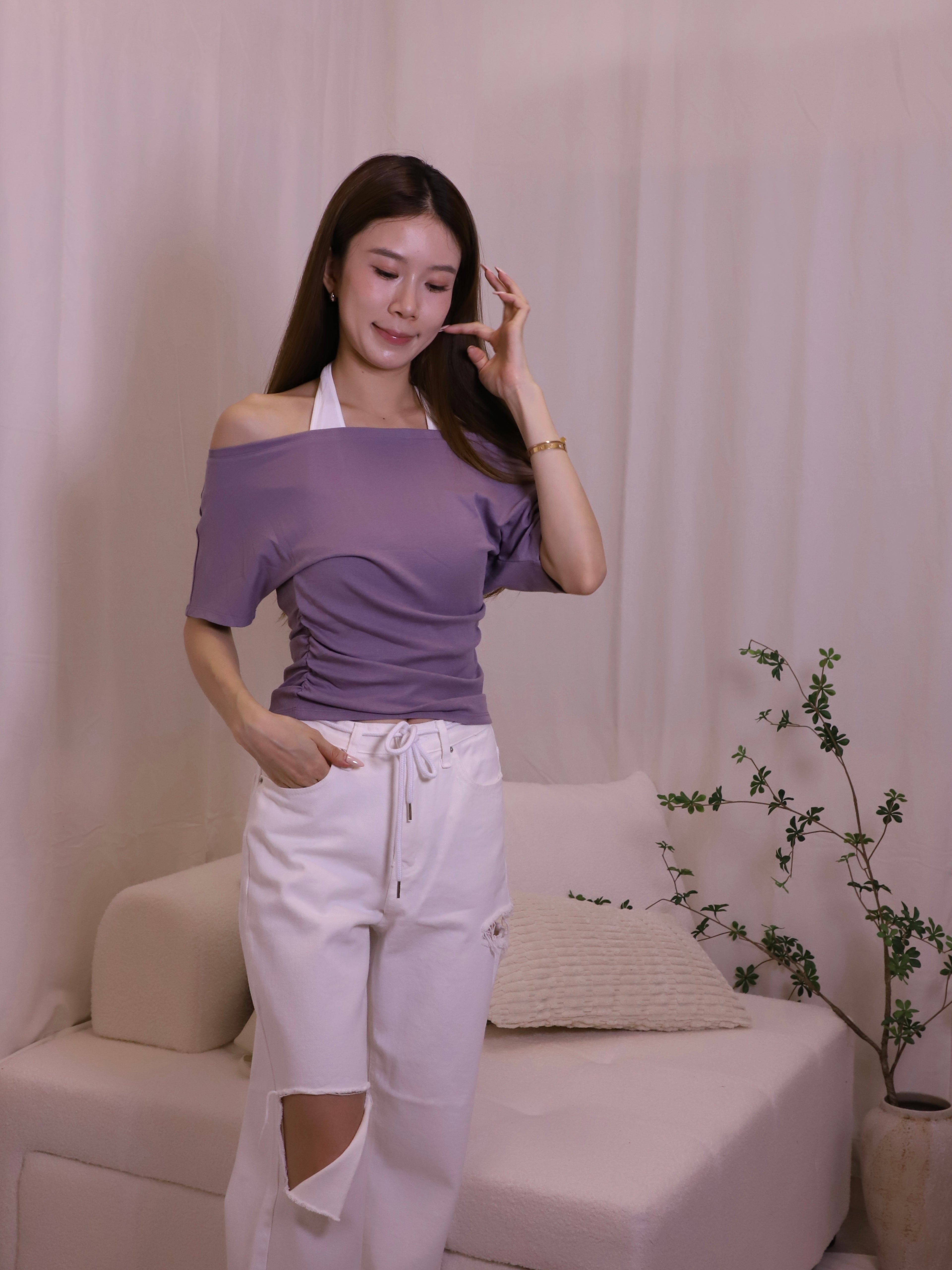 Cross Neck Doubled Base T Top