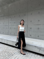 Ruffles Neck Cotton Tank Top