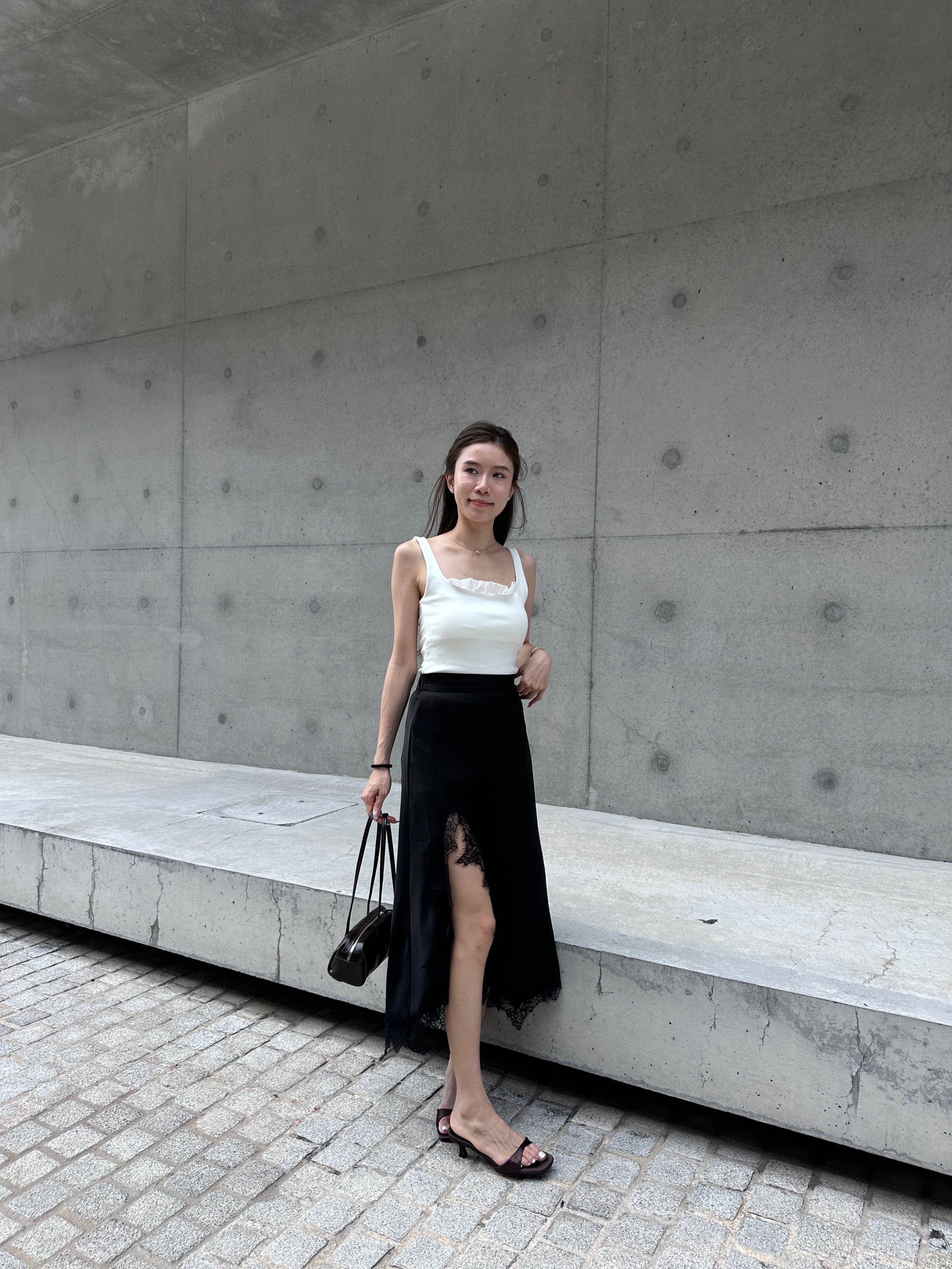Ruffles Neck Cotton Tank Top
