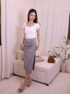 ashchic made Basic Square Neck Maxi Slit Dress