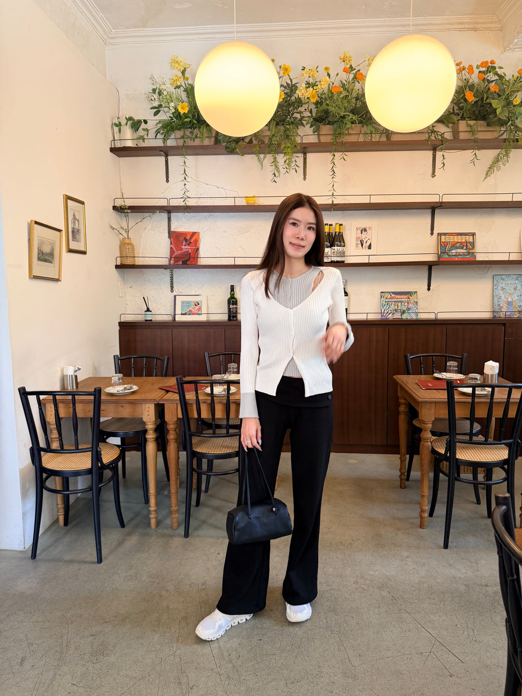Cotton Button Flare Pants