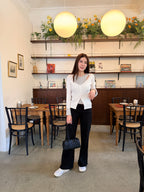 Cotton Button Flare Pants