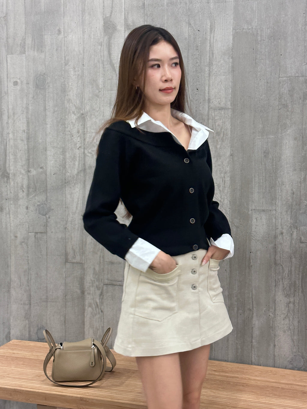 Leather lined Denim Skirt shorts