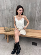 3D flower lace tank top