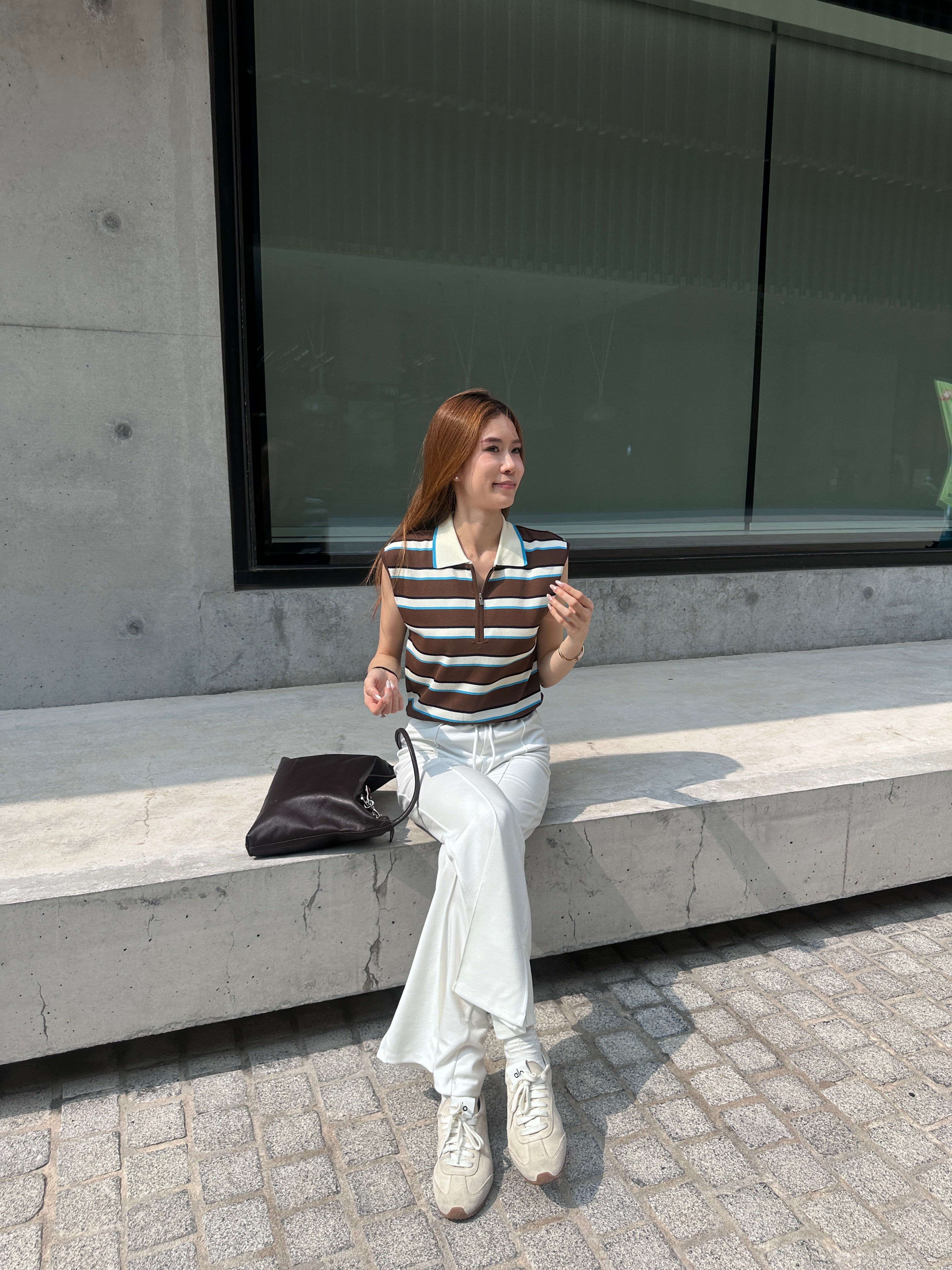 Striped Zipped Vest