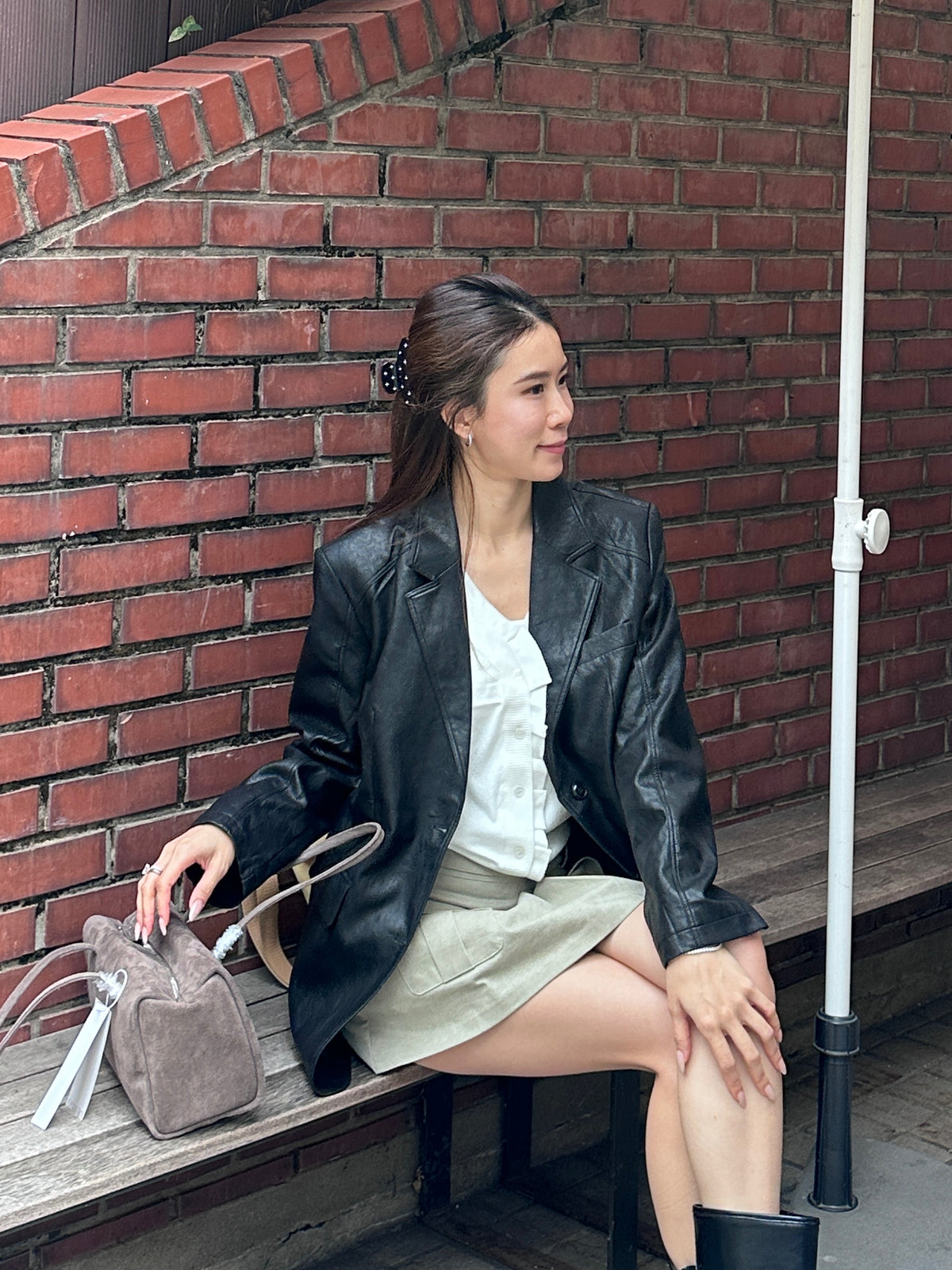 Lapel Leather Blazer