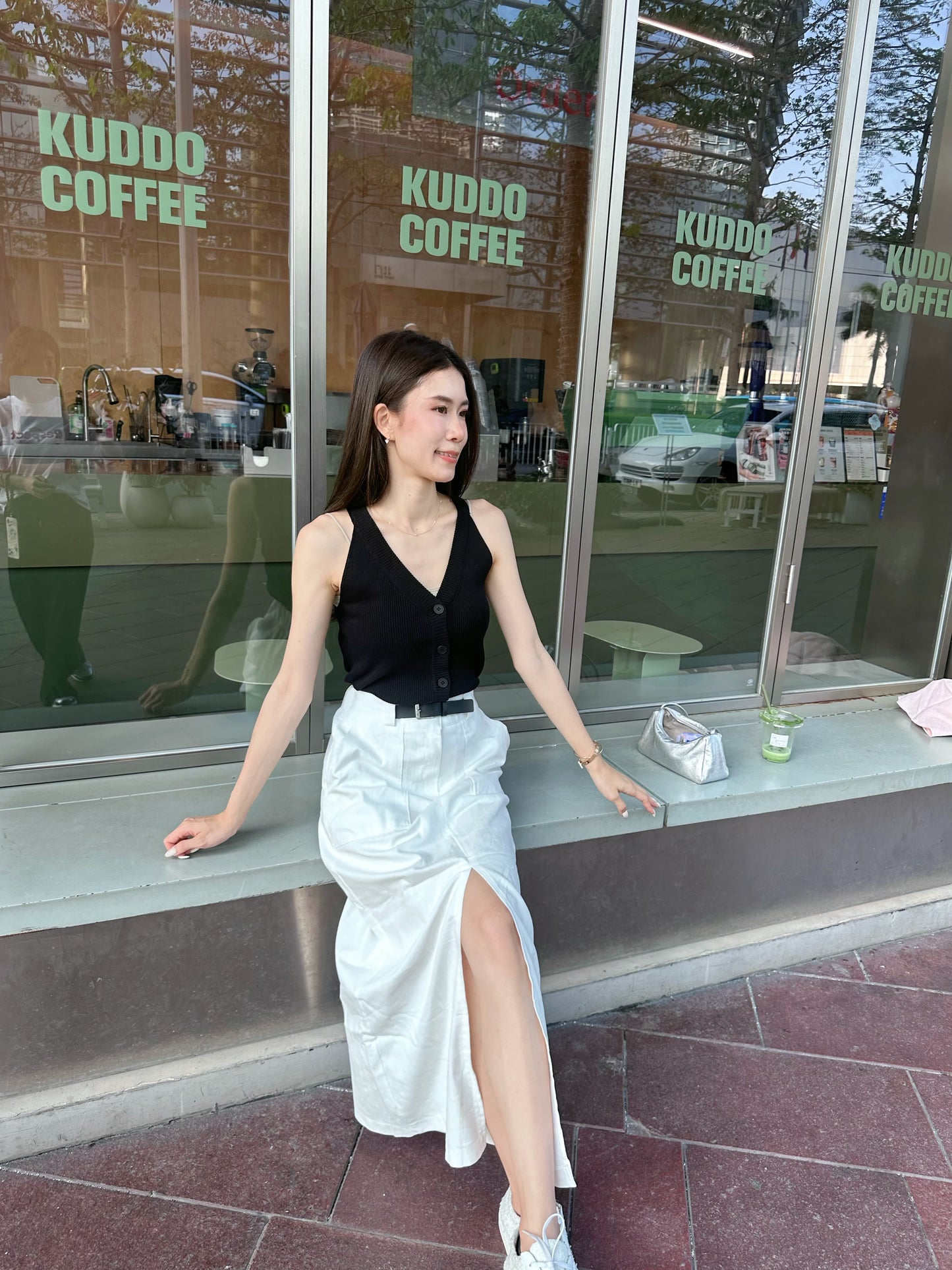 Linen Button In Maxi Skirt