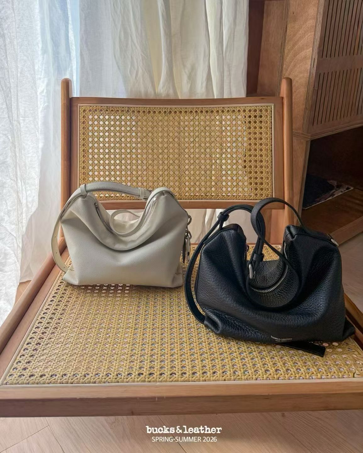 Real Leather Office Zipped Bag 小號 （荔枝皮）