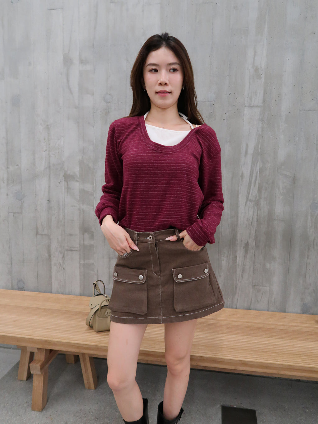 Cross neck fleece top