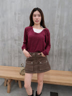 Cross neck fleece top