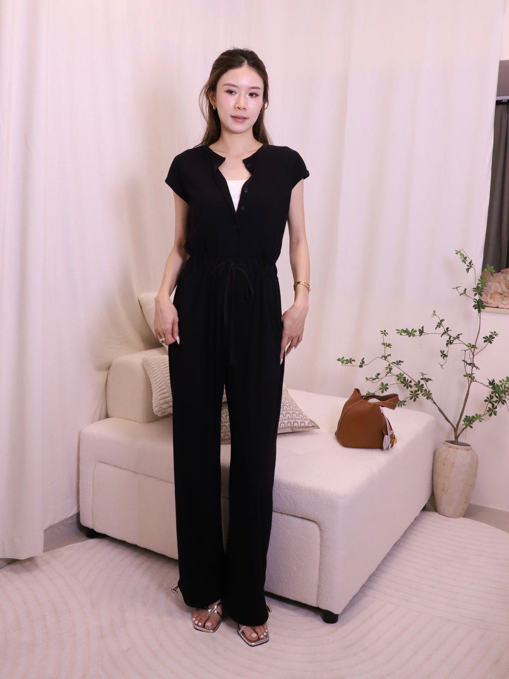 Cotton Button Up Jumpsuit
