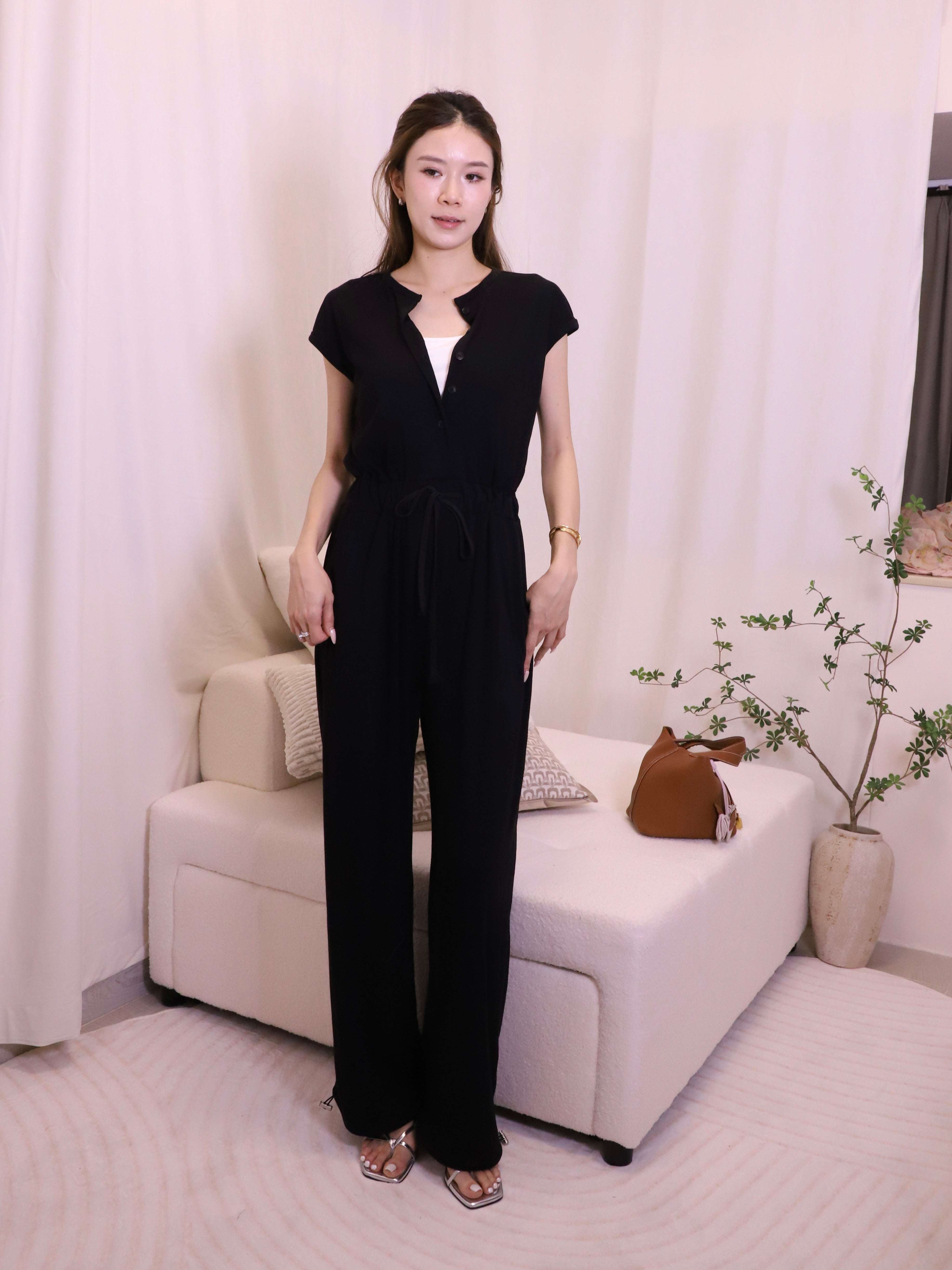 Cotton Button Up Jumpsuit