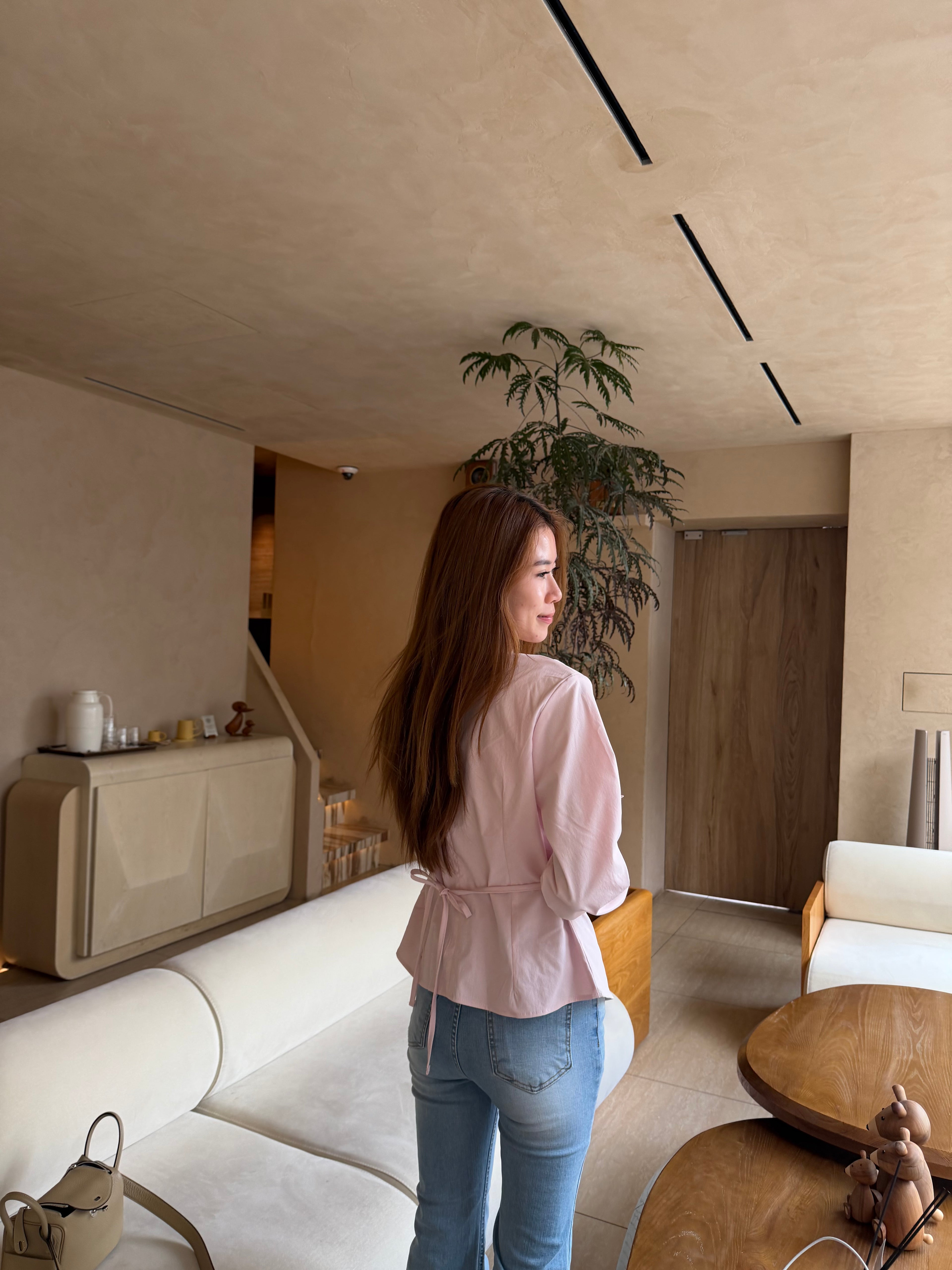 V neck Tied Shirt Top