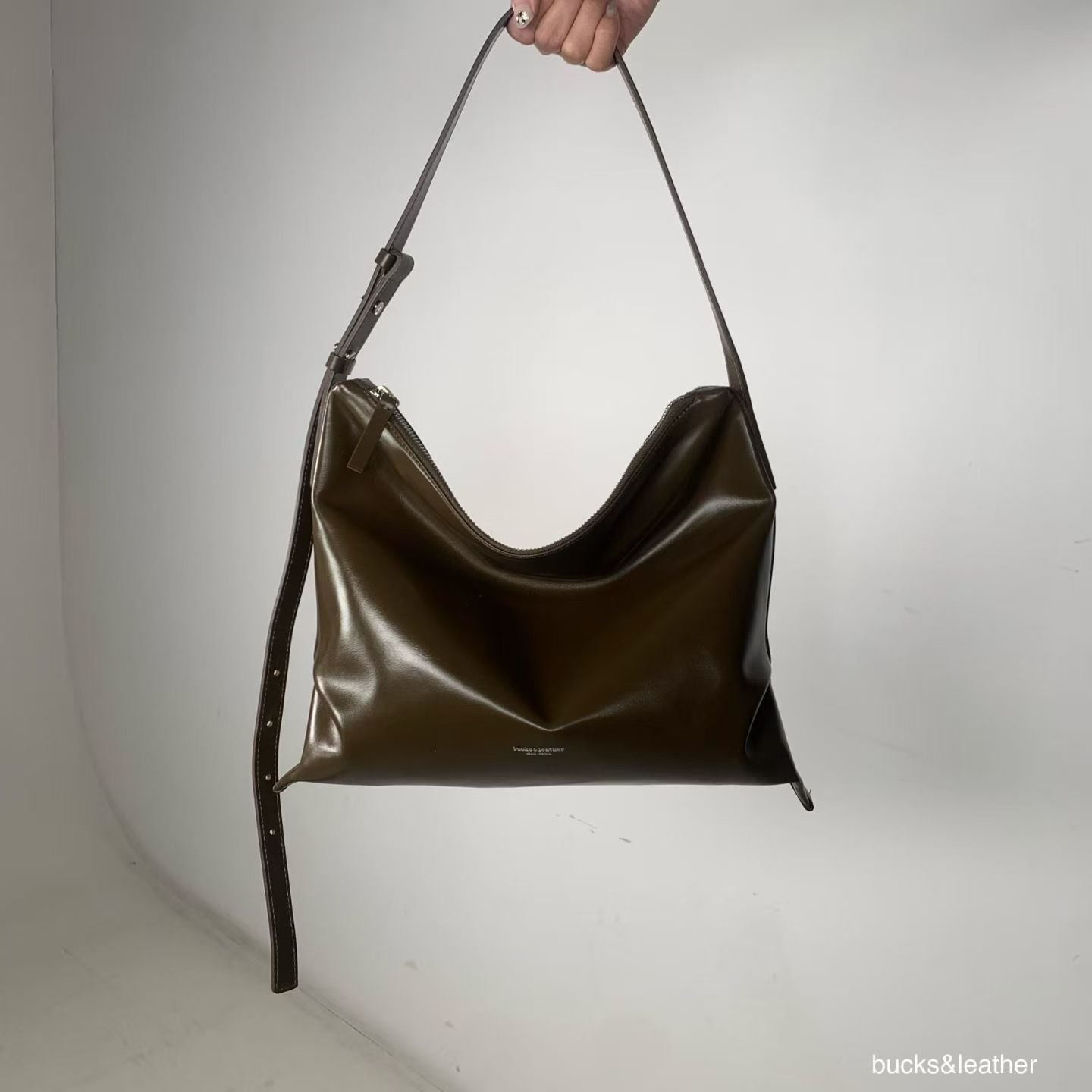 Real Leather Office Zipped Bag 大號