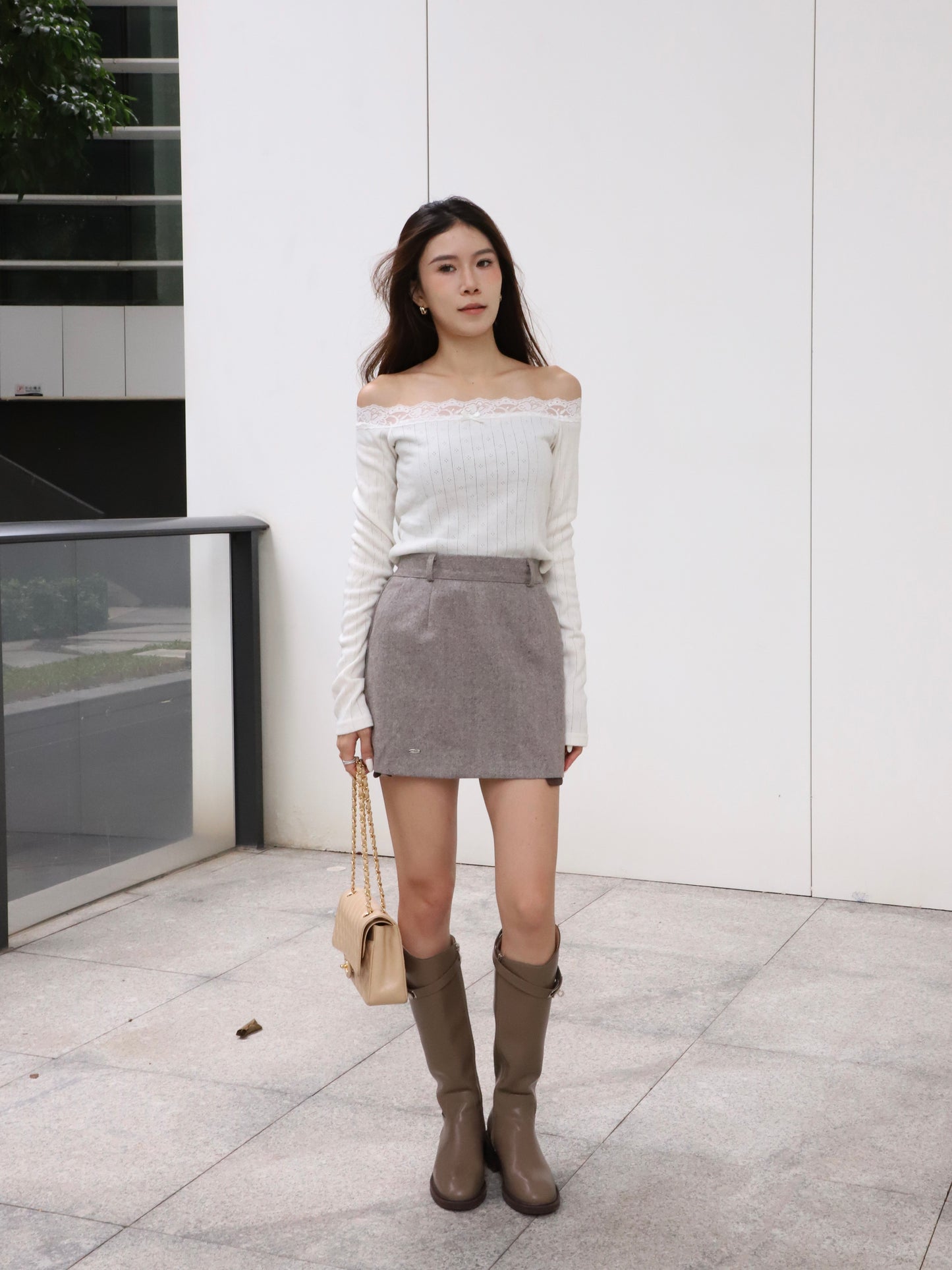 Lace Mix Off Shoulder Top