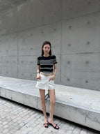 Knitted Striped T Top