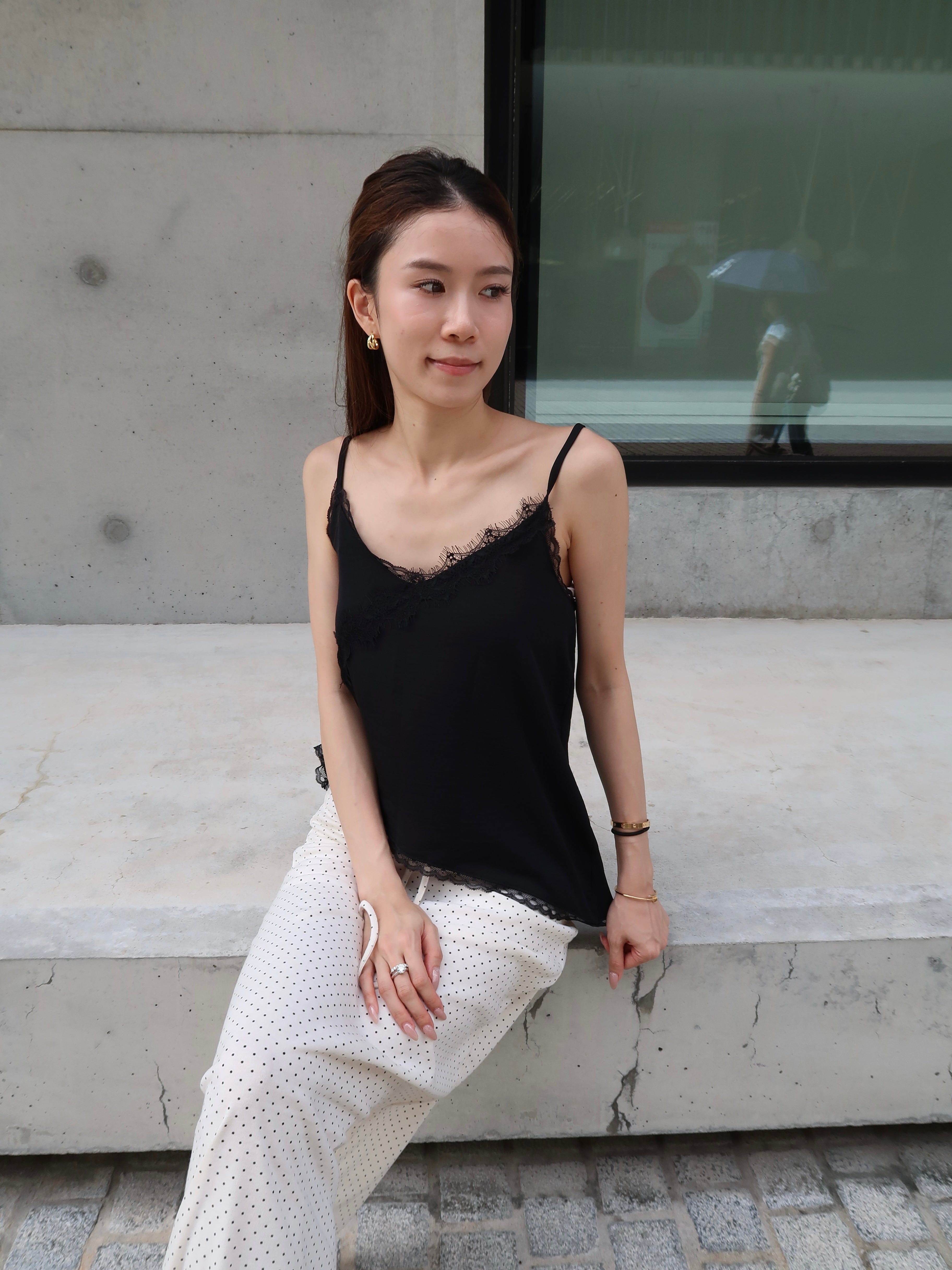 Lace Slide Cut Tank Top