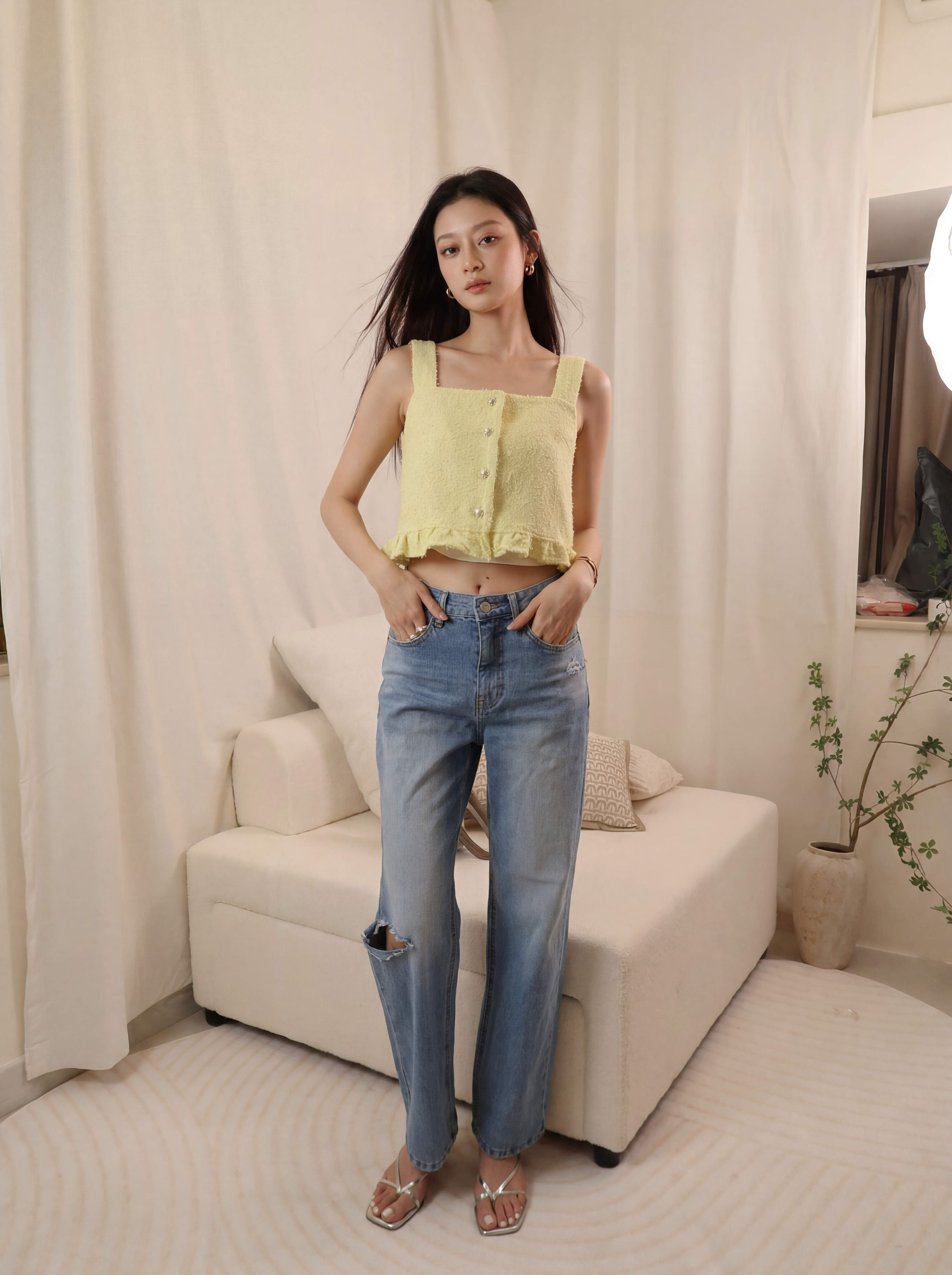 Yellow Tweed Tank Top