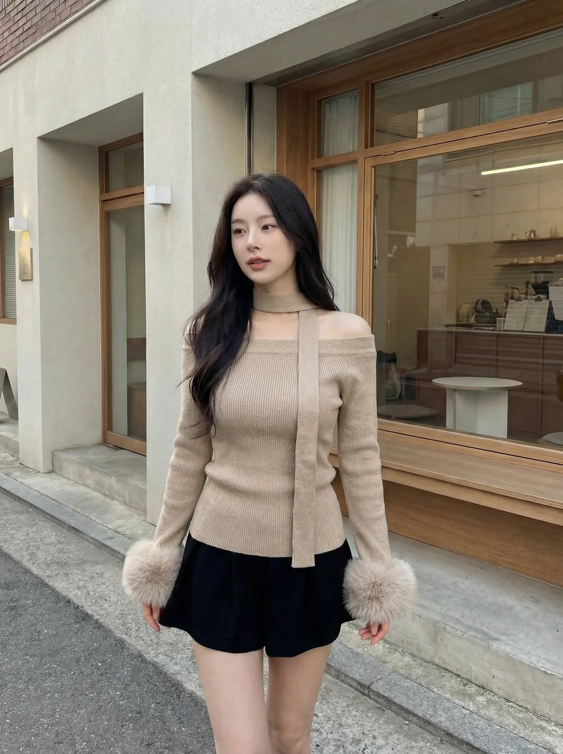 Fluffy Sleeves Long Sleeves Top