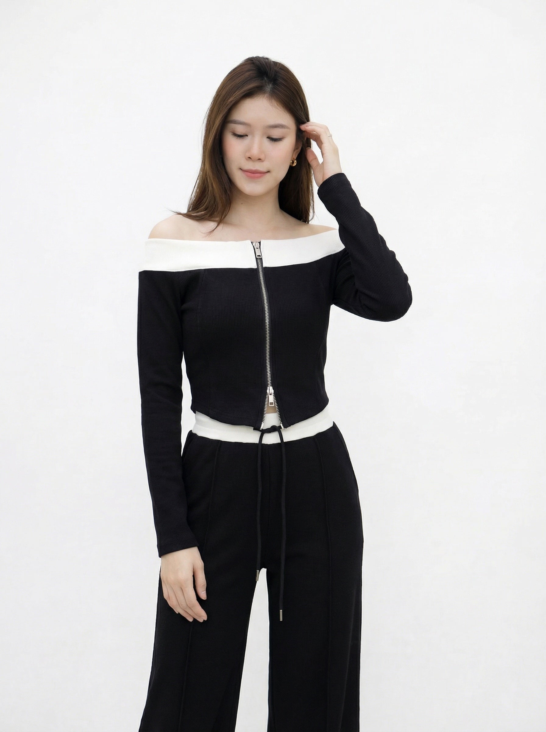 Mix Colour Off Shoulder Pants Set