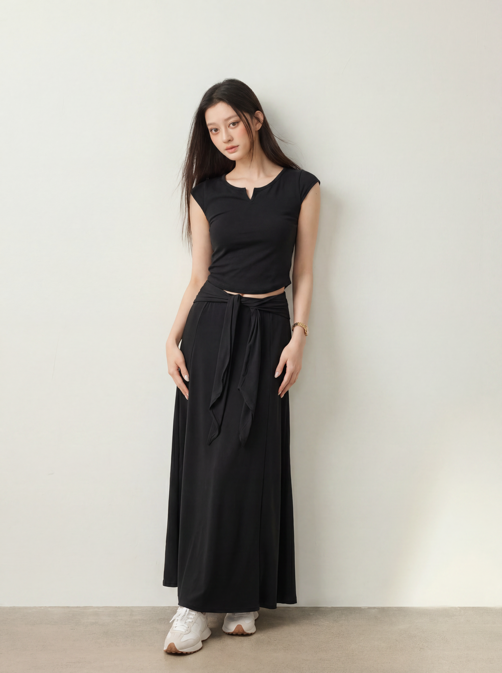 Cotton Top & Tied Skirt Set