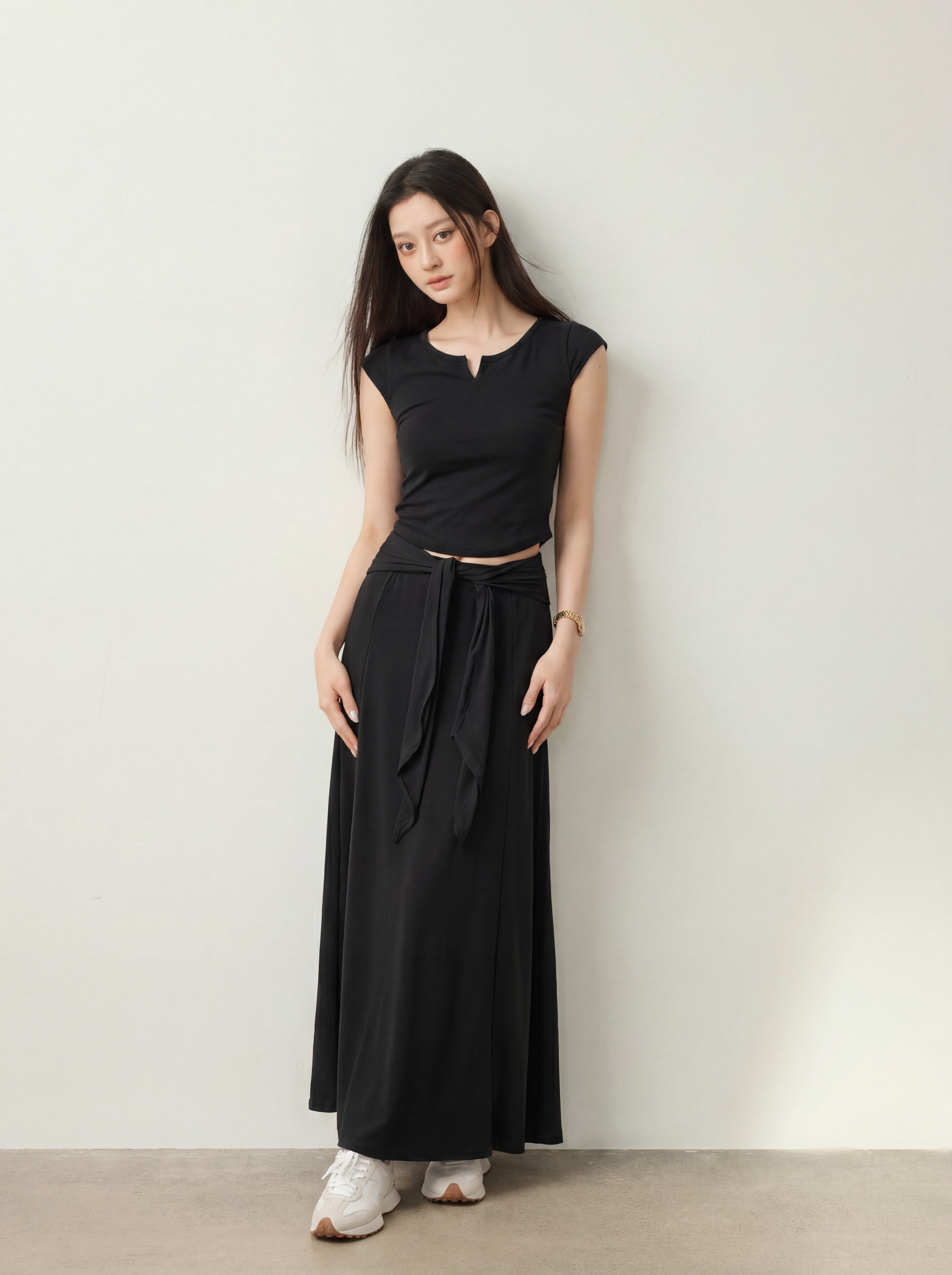 Cotton Top & Tied Skirt Set