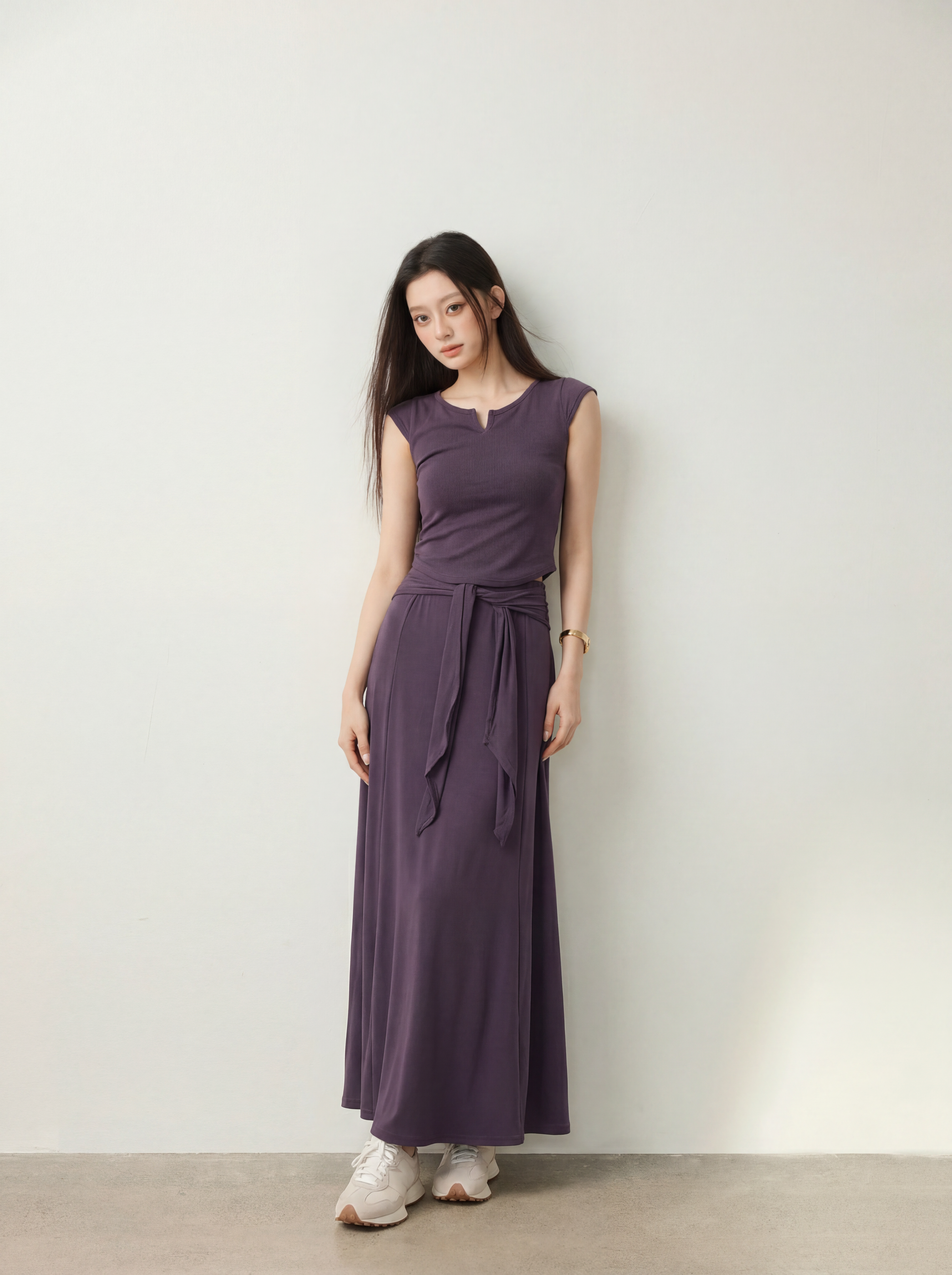 Cotton Top & Tied Skirt Set