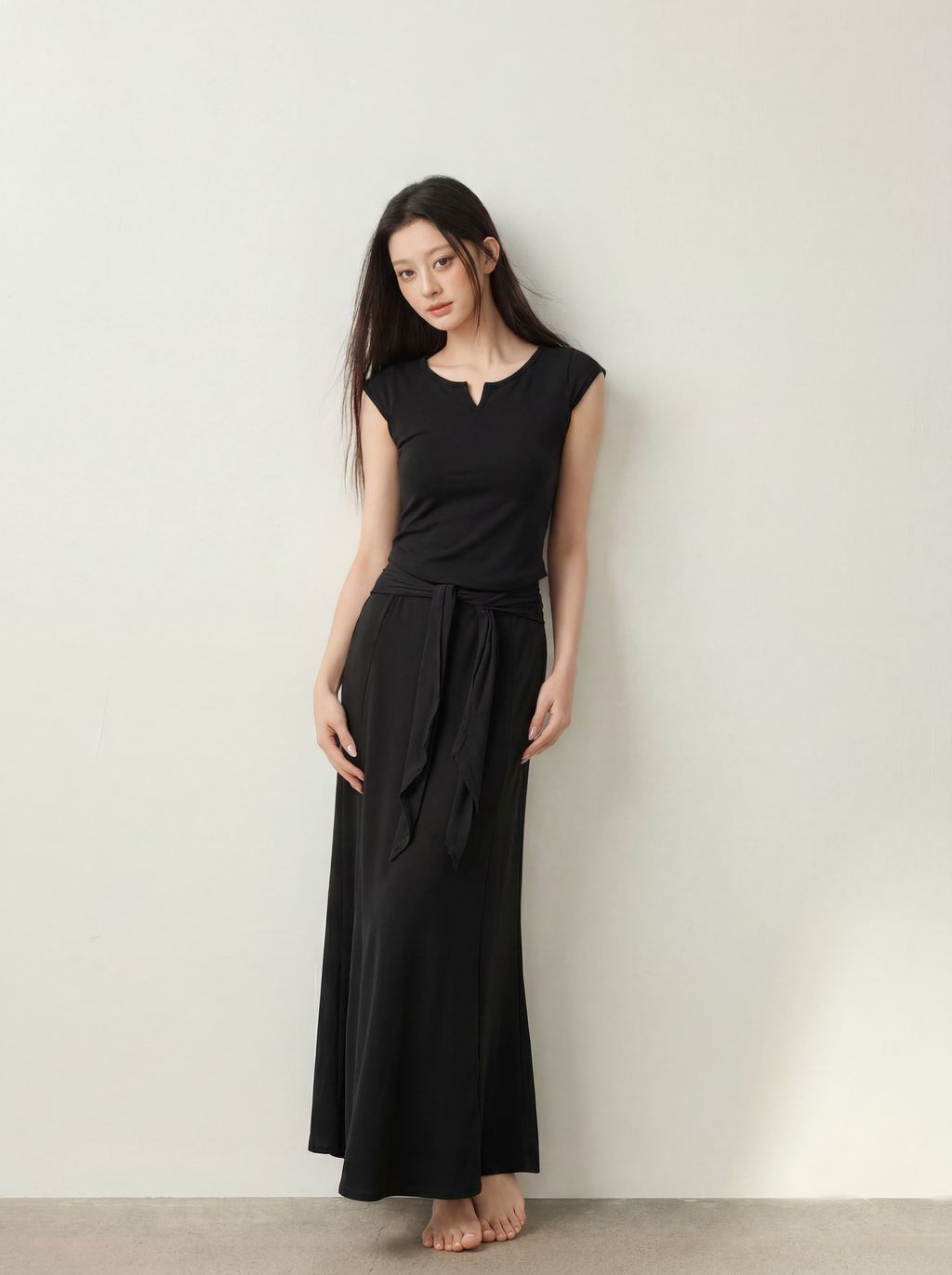 Cotton Top & Tied Skirt Set