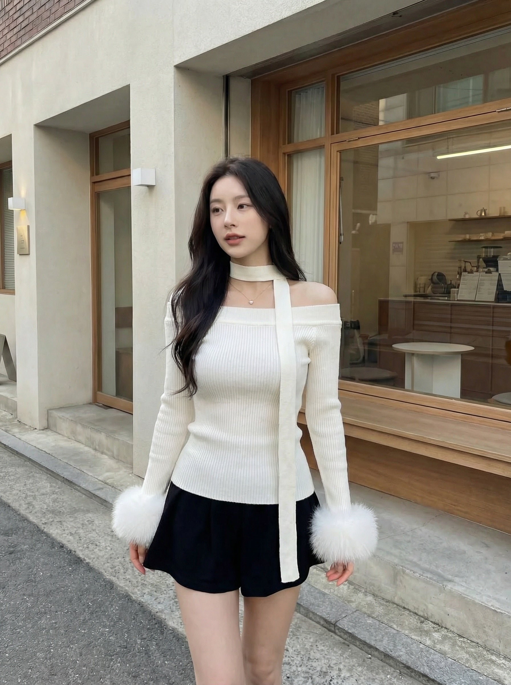 Fluffy Sleeves Long Sleeves Top